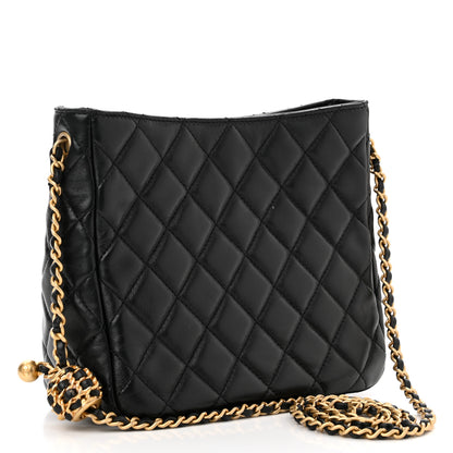 Chanel Lambskin Quilted Small Pearl Crush Hobo Black 3 of 13