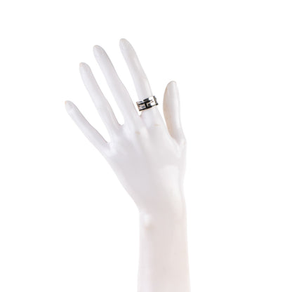 Hermes Sterling Silver Enamel Move H Ring 52 6.25 Black 2 of 4