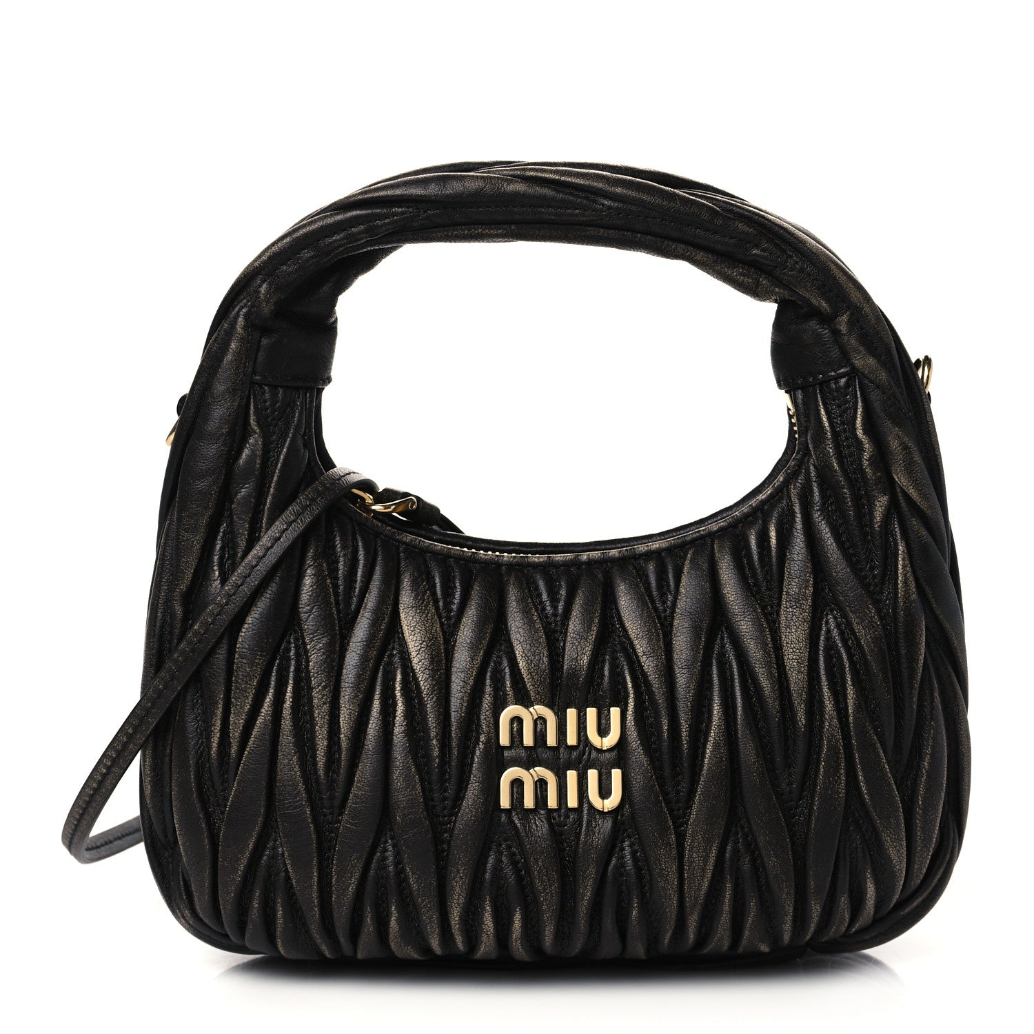 Miu Miu Nappa Matelasse Mini Wander Hobo Sabbia Caffe 1 of 6