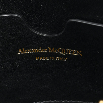 Alexander McQueen Calfskin Logo Zip Wristlet Pouch Black Deep Red 6 of 6