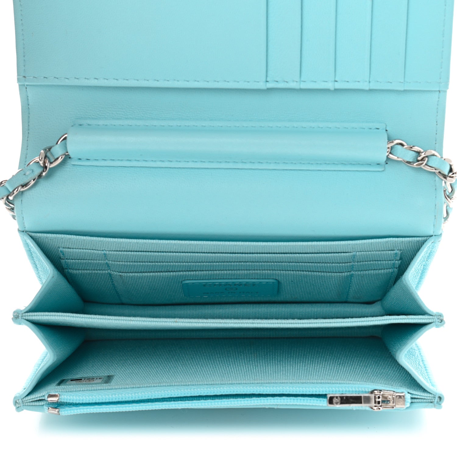 Chanel Lambskin Quilted Mini Wallet On Chain WOC Neon Blue 4 of 11