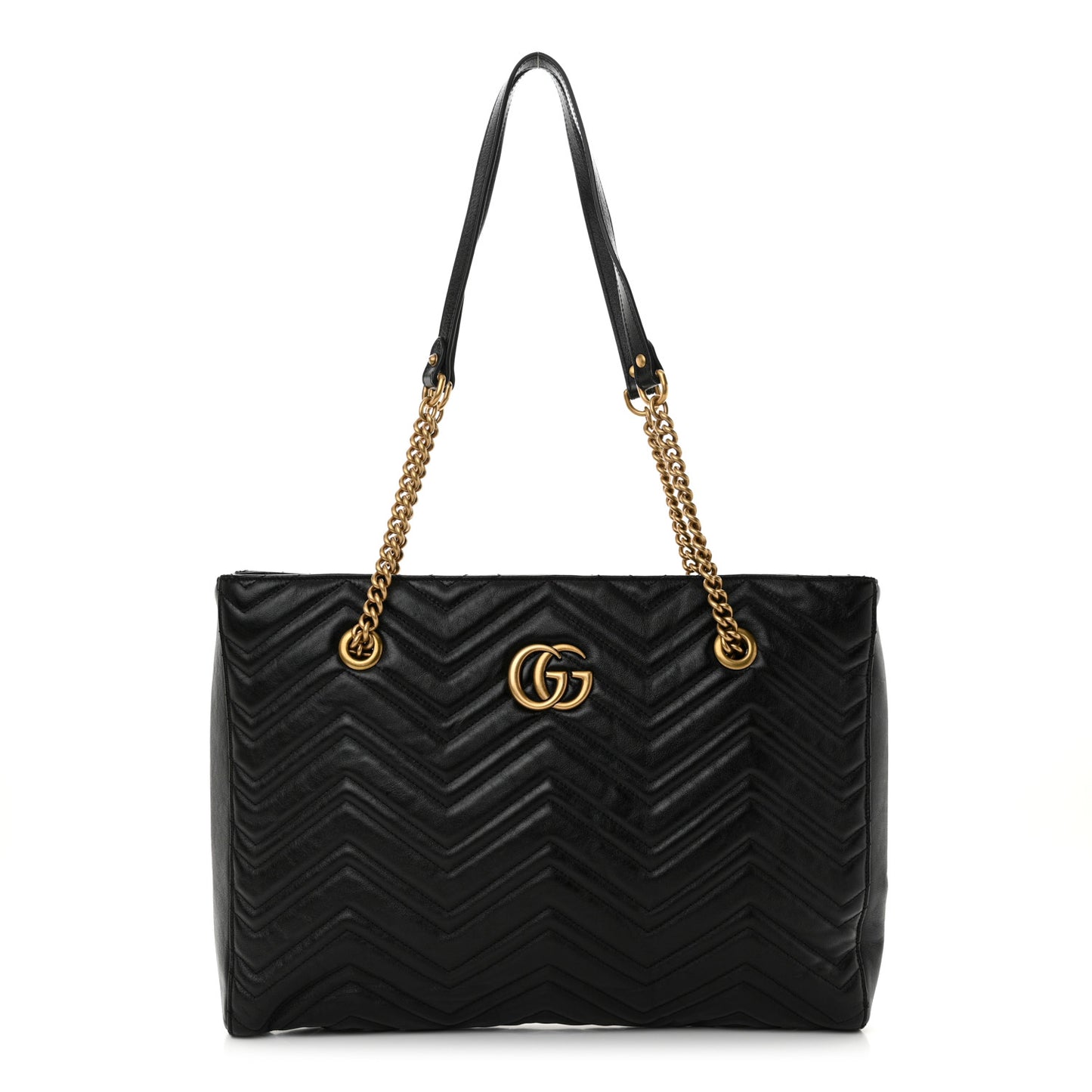 Vintage Calfskin Matelasse Medium GG Marmont Slim Tote Black
