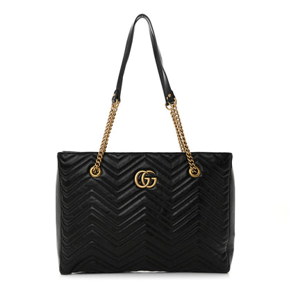 Gucci Vintage Calfskin Matelasse Medium GG Marmont Slim Tote Black 1 of 10