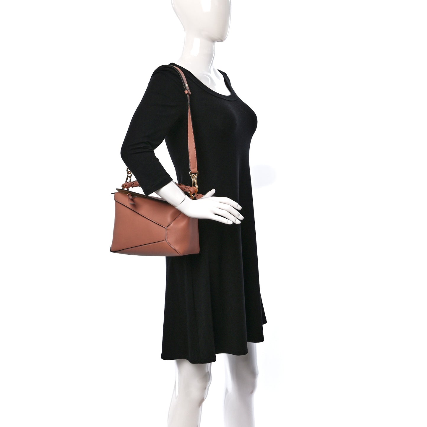 Calfskin Small Puzzle Edge Bag Dusty Pink