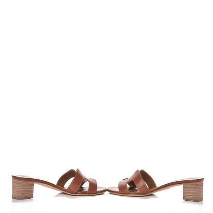 Hermes Calfskin Oasis Sandals 37.5 Gold 5 of 12