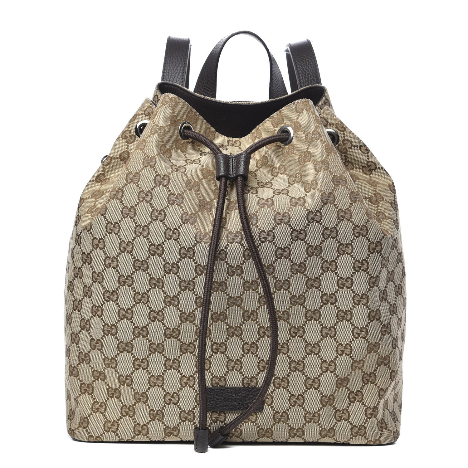 Gucci Monogram Dollar Calfskin O Drawstring Backpack Beige Ebony Testa di Moro Dark Chocolate 1 of 8