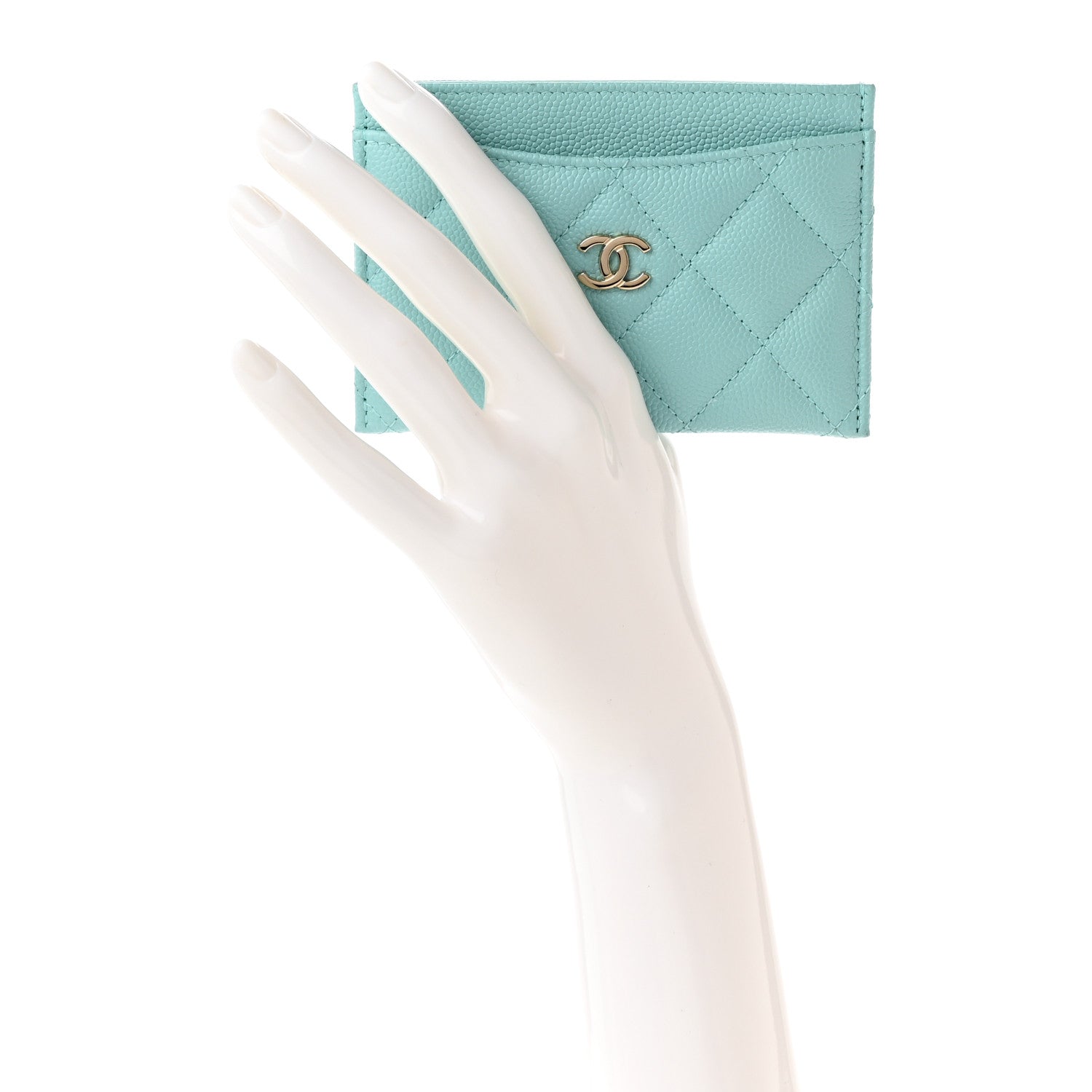 Chanel Caviar Quilted Card Holder Light Blue 2 of 9