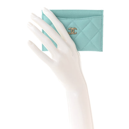 Chanel Caviar Quilted Card Holder Light Blue 2 of 9