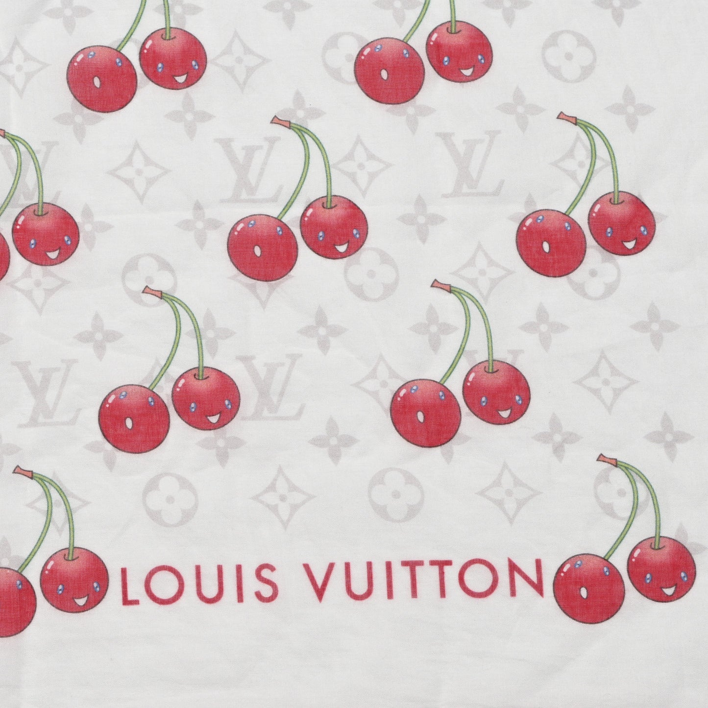 LV X TM Cotton Monogram Cerises Shawl White