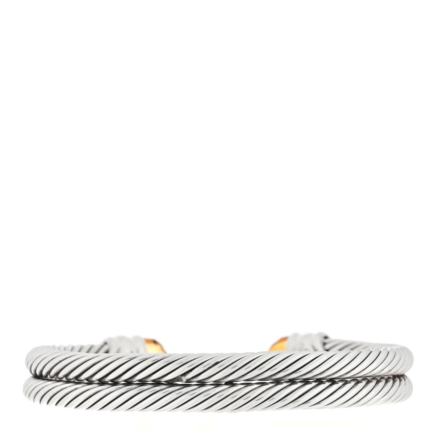 David Yurman Sterling Silver 14K Yellow Gold Citrine Pink Tourmaline Double Cable Renaissance Bracelet 2 of 3