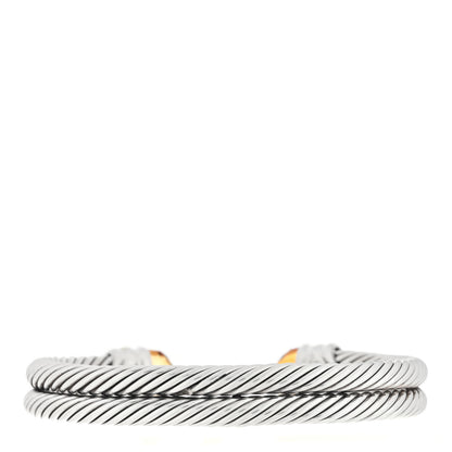 David Yurman Sterling Silver 14K Yellow Gold Citrine Pink Tourmaline Double Cable Renaissance Bracelet 2 of 3