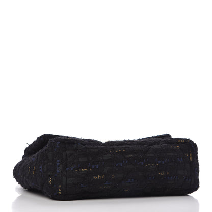 Chanel Tweed Quilted Medium Chanel 19 Flap Black Navy Gold 4 of 11