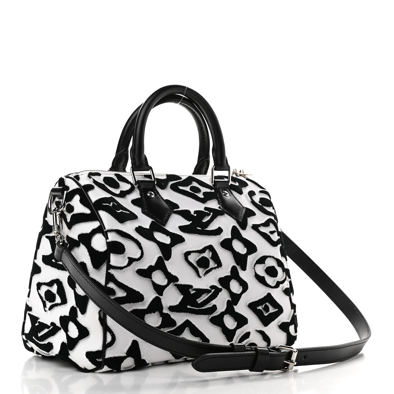 Louis Vuitton X UF Tufted Monogram Speedy Bandouliere 25 White Black 2 of 7