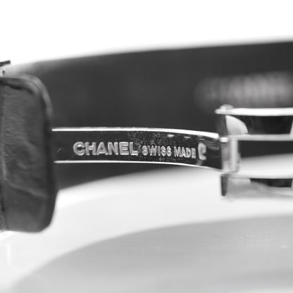 Chanel Stainless Steel Alligator 19mm Acier Quartz Watch Black 7 of 9