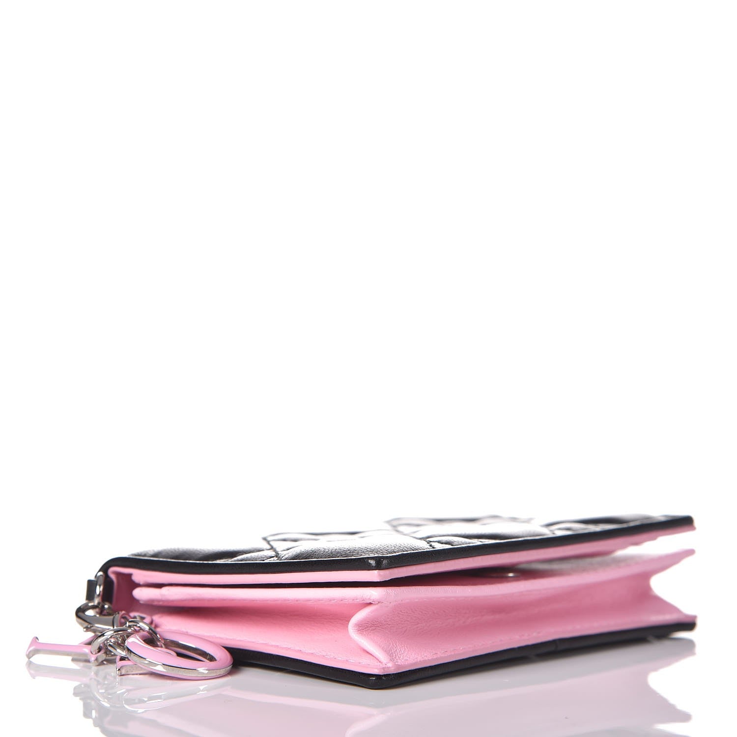 Christian Dior Lambskin Cannage Bi-Color Small Lady Dior Flap Card Holder Black Pink 3 of 8