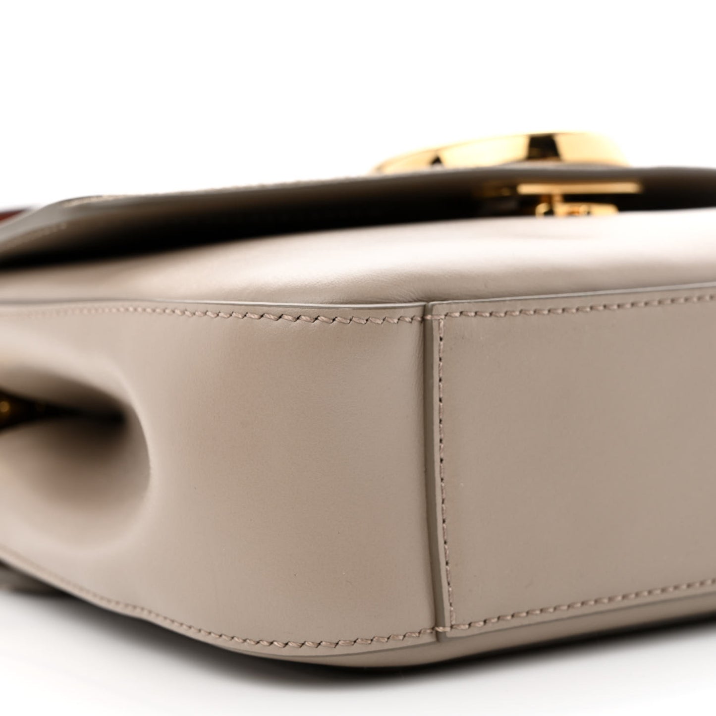 Shiny Calfskin Suede Small C Double Carry Bag Motty Grey