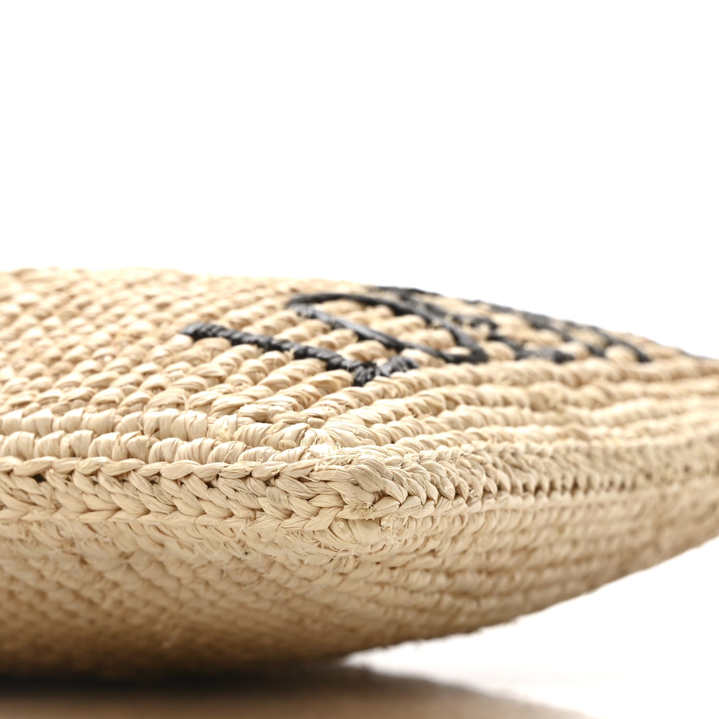 Raffia Logo Drawstring Pocket Crossbody Natural Black