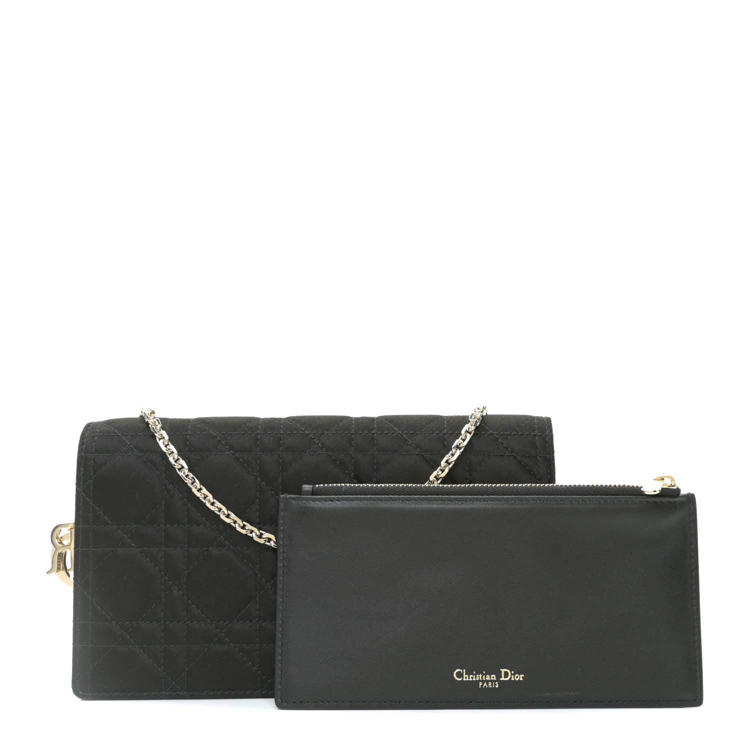 Christian Dior Satin Cannage Lady Dior Clutch Black 1 of 8