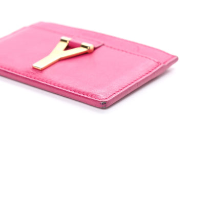 Saint Laurent Calfskin Classic Y Card Case Fuchsia 12 of 15