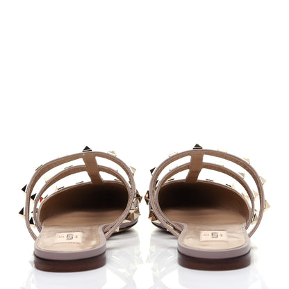Valentino Garavani Pebbled Calfskin Rockstud Flat Cage Mules 36.5 Poudre 5 of 11