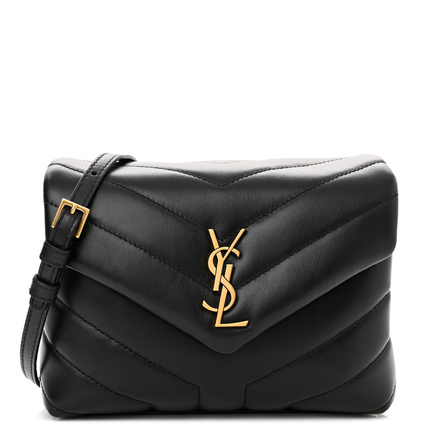 Calfskin Y Quilted Monogram Toy Loulou Crossbody Bag Black