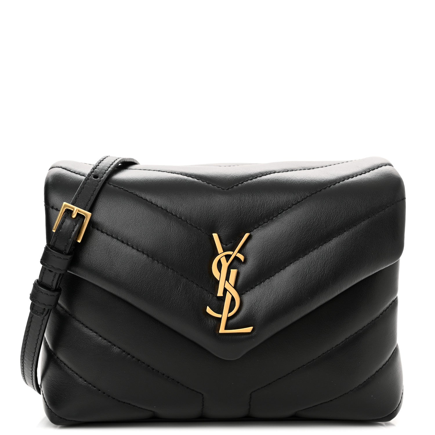 Saint Laurent Calfskin Y Quilted Monogram Toy Loulou Crossbody Bag Black 1 of 12