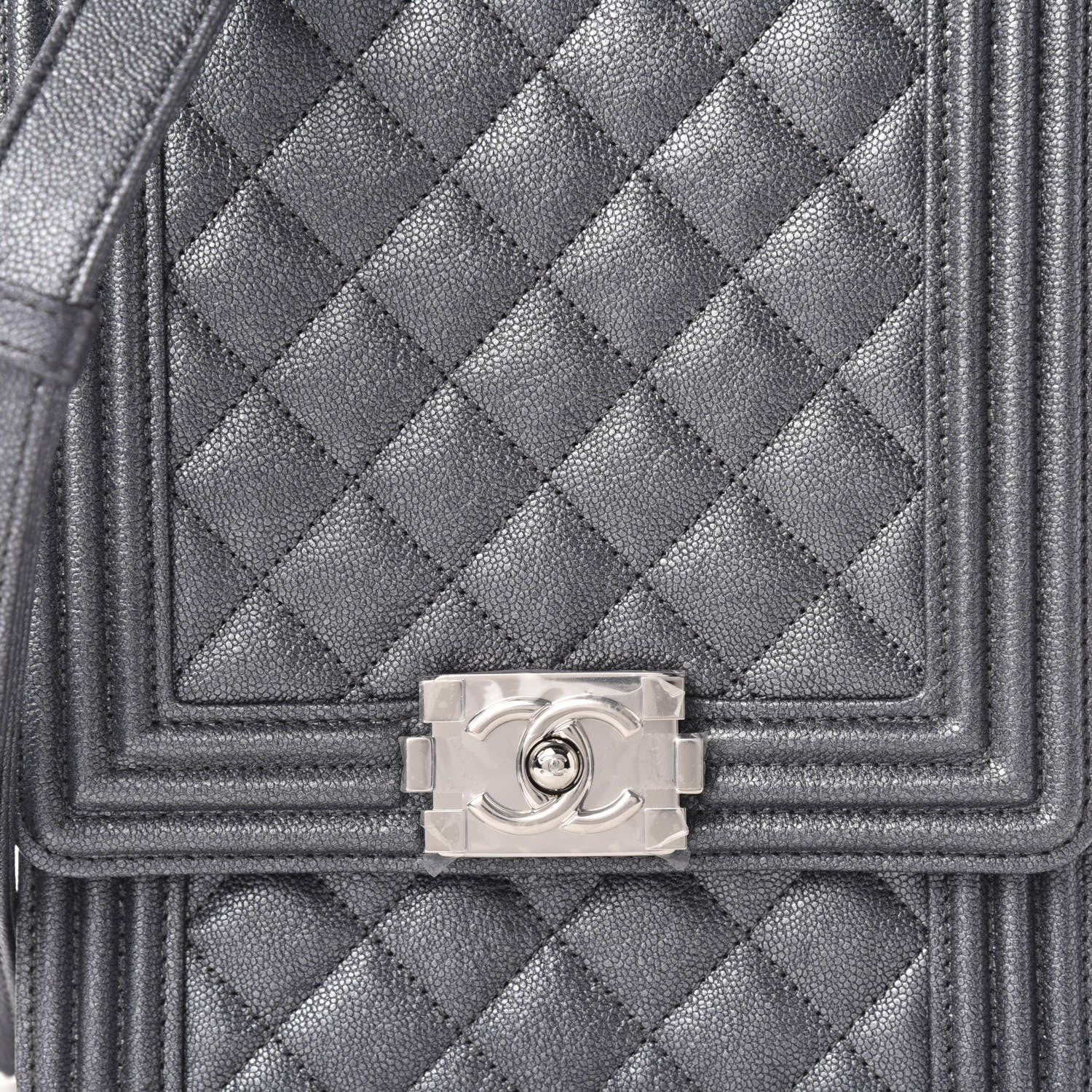 Chanel Iridescent Caviar Quilted North South Boy Flap Silver 10 of 11