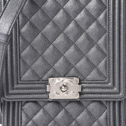 Chanel Iridescent Caviar Quilted North South Boy Flap Silver 10 of 11