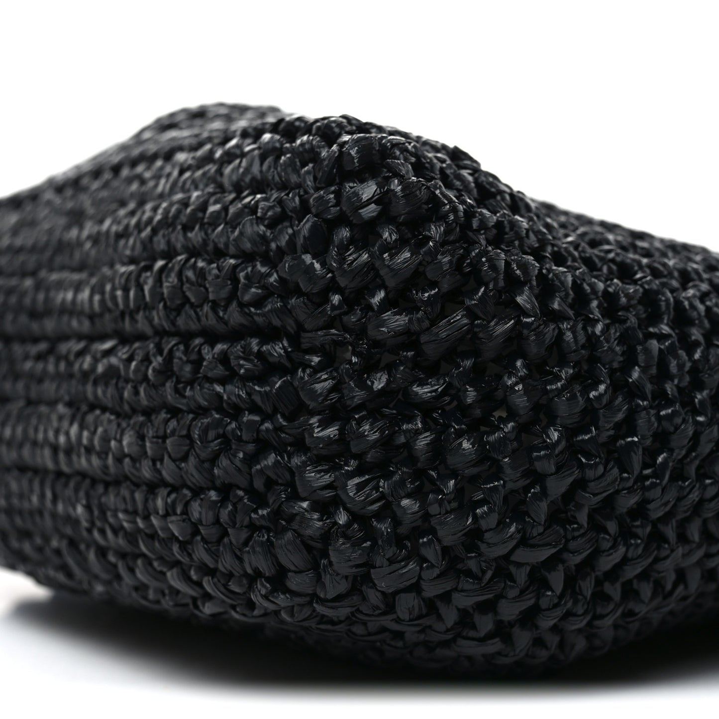 Yarn Raffia Effect Crochet Small Logo Tote Black