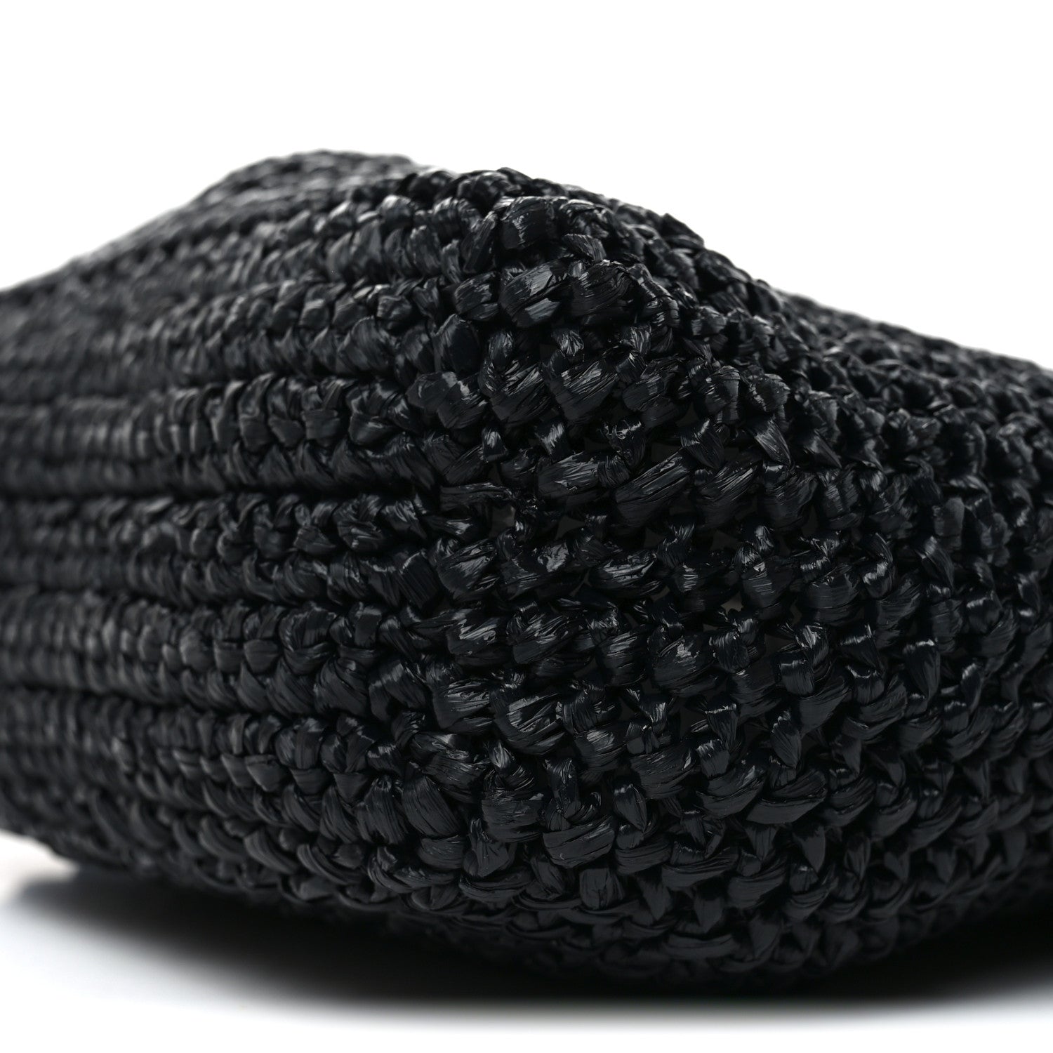 Prada Yarn Raffia Effect Crochet Small Logo Tote Black 9 of 9