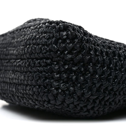 Prada Yarn Raffia Effect Crochet Small Logo Tote Black 9 of 9