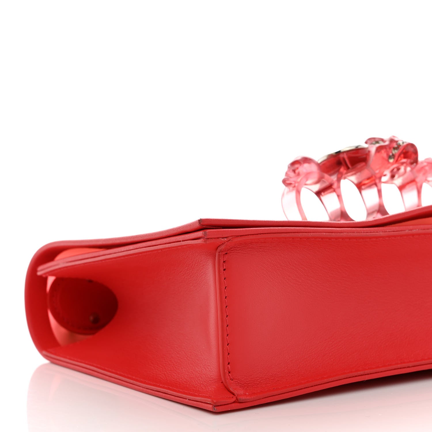 Alexander McQueen Calfskin Polyurethane Jeweled Knuckle Satchel Red 8 of 9