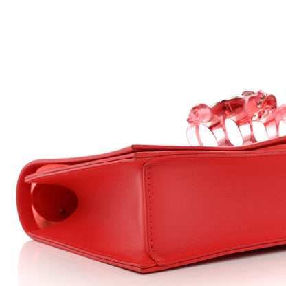 Alexander McQueen Calfskin Polyurethane Jeweled Knuckle Satchel Red 8 of 9