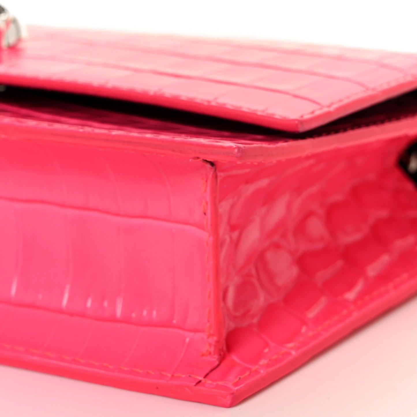 Calfskin Crocodile Embossed Skull Mini Crossbody Bag Pink