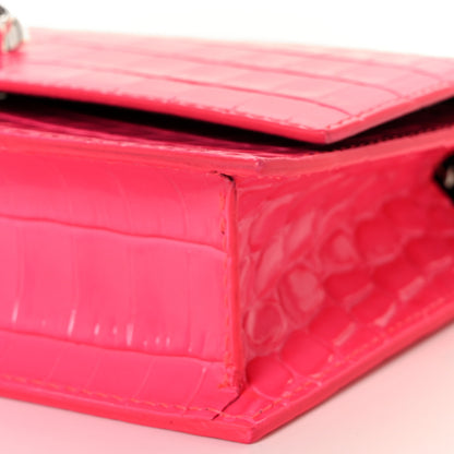Alexander McQueen Calfskin Crocodile Embossed Skull Mini Crossbody Bag Pink 9 of 9
