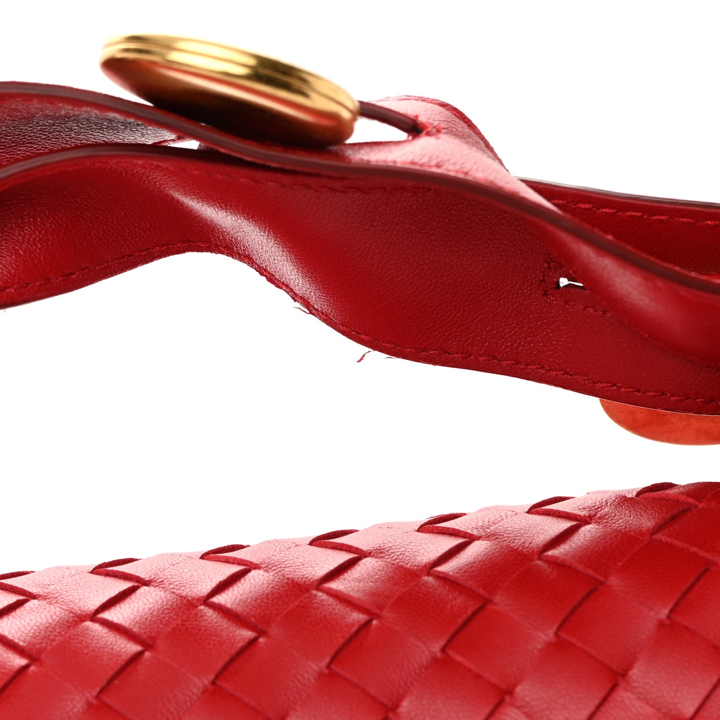 Nappa Intrecciato Small Fold Flap Shoulder Bag Red