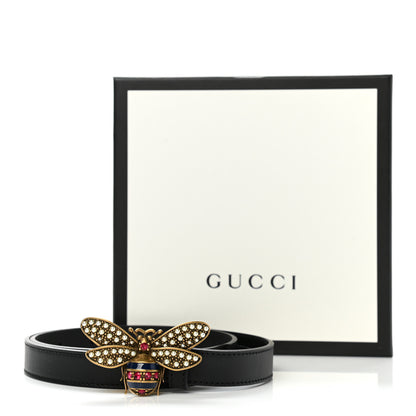 Gucci Calfskin Queen Margaret Bee Belt 75 30 Black 6 of 6