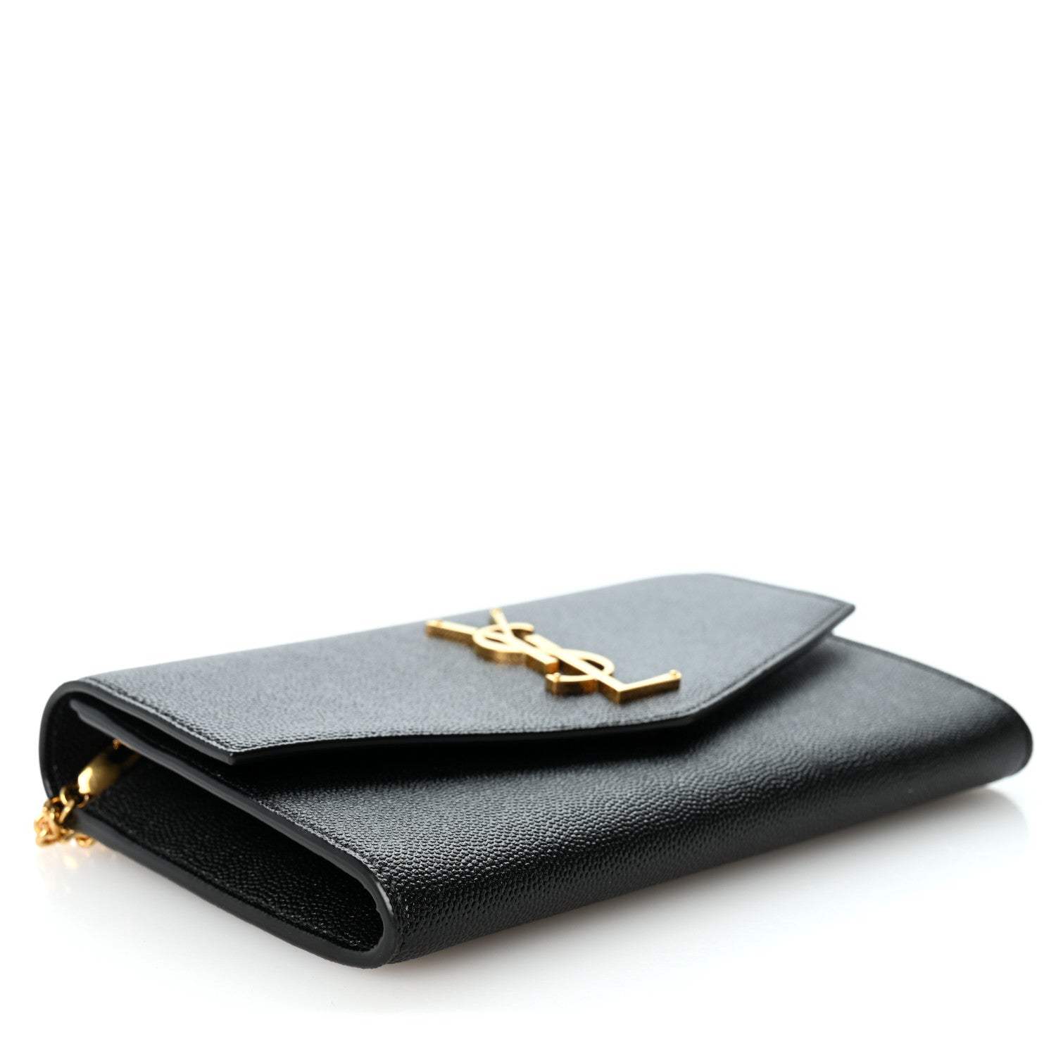 Saint Laurent Grain de Poudre Uptown Chain Wallet Black 3 of 9