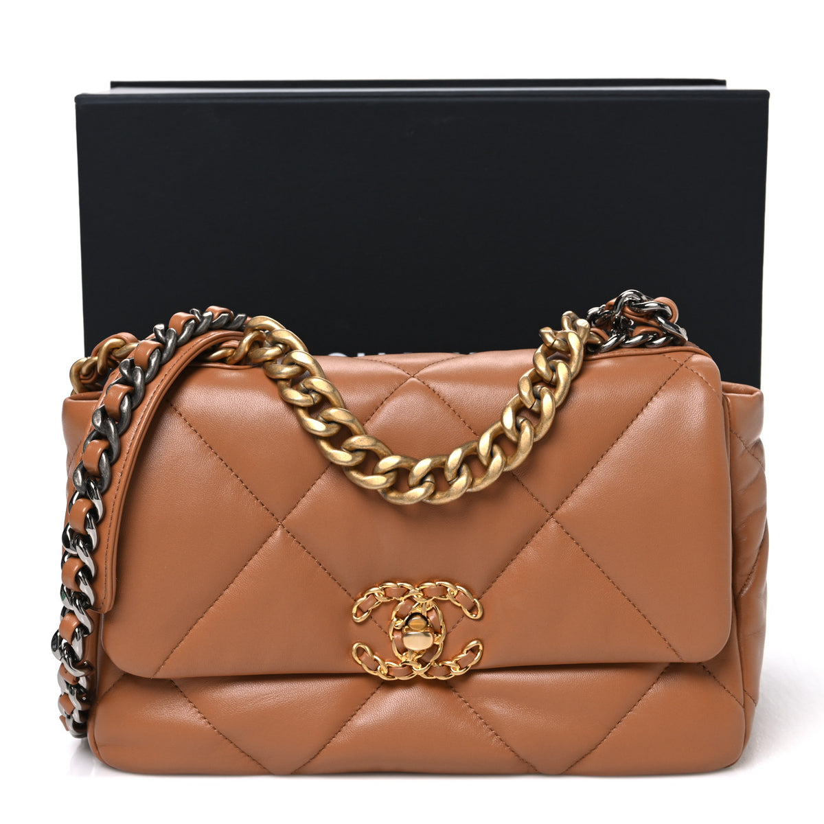 Lambskin Quilted Medium Chanel 19 Flap Brown