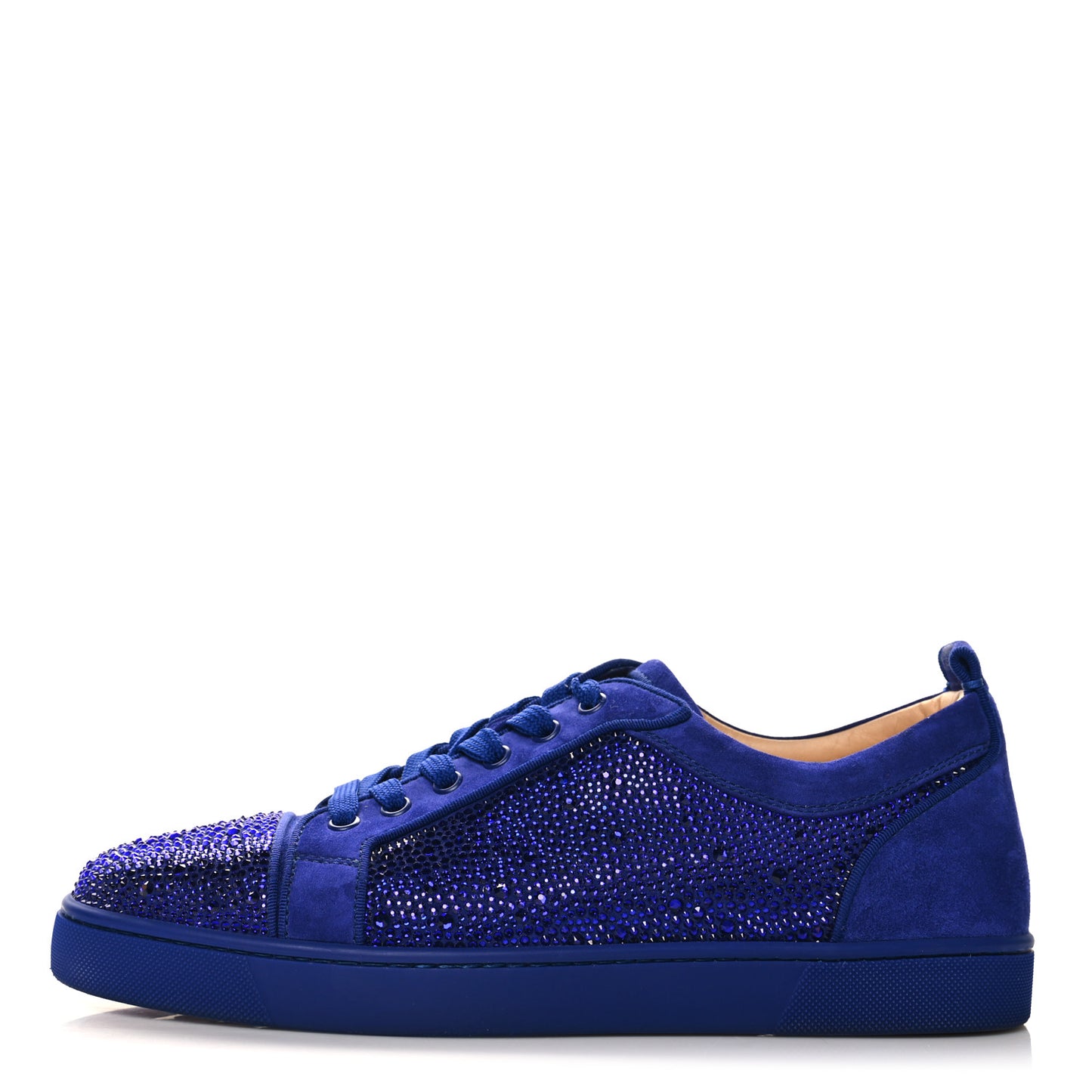 Calfskin Veau Velours Strass Mens Louis Junior Flat Sneakers 43 Blue