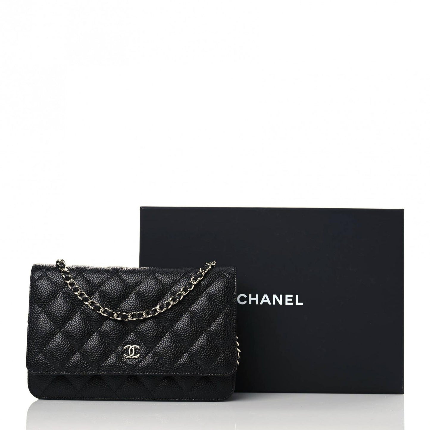 Caviar Quilted Wallet On Chain WOC Black