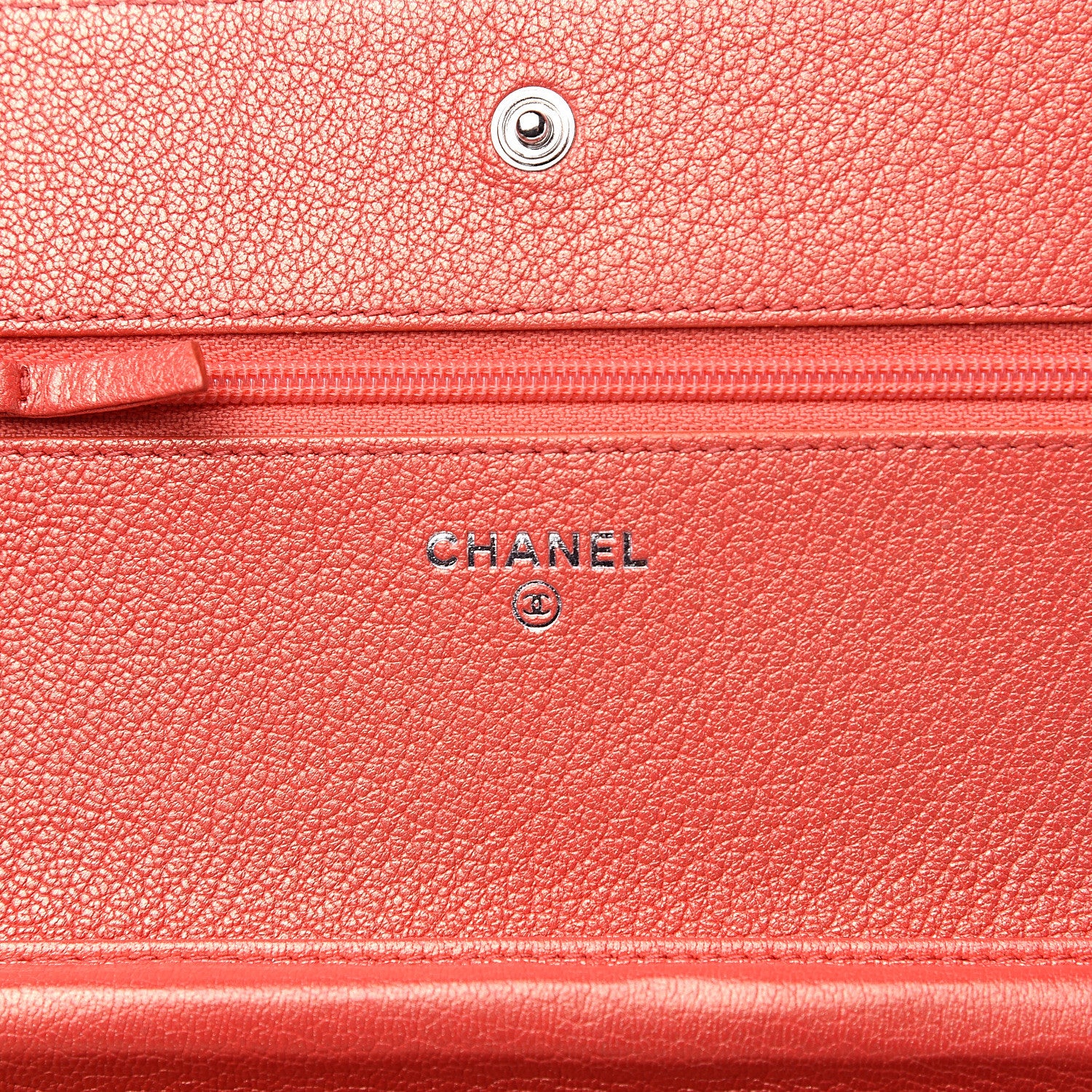 Chanel Metallic Goatskin Double Stitch Wallet On Chain WOC Orange 5 of 10
