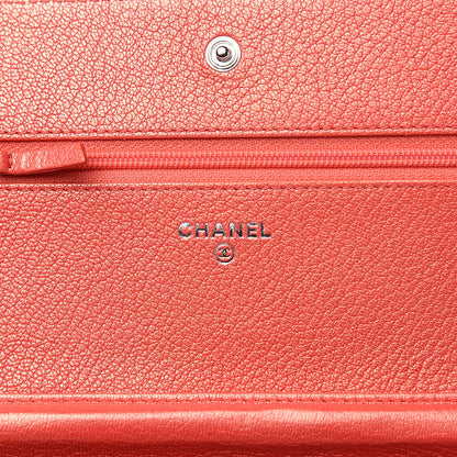 Chanel Metallic Goatskin Double Stitch Wallet On Chain WOC Orange 5 of 10