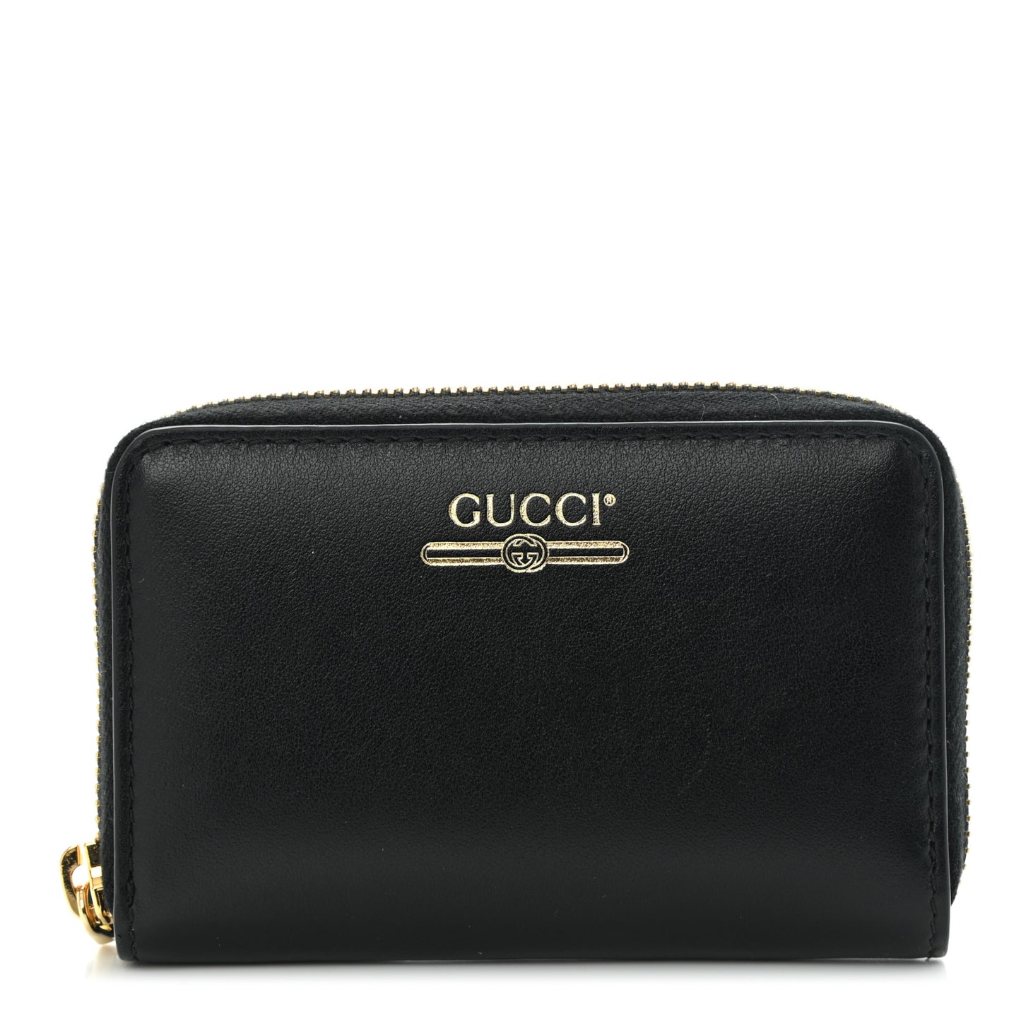 Plutone Calfskin Logo Zip Around Card Case Black