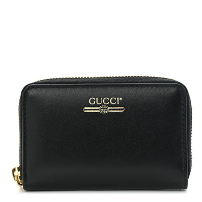 Gucci Plutone Calfskin Logo Zip Around Card Case Black 1 of 9
