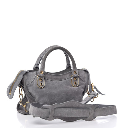 Balenciaga Baby Daim Suede Gold Metallic Edge Hardware Mini City Gris Plomb 3 of 9