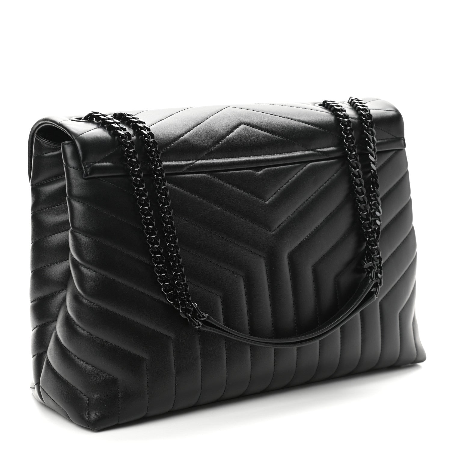Saint Laurent Calfskin Y Quilted Monogram Large Loulou Chain Satchel Black 2 of 9
