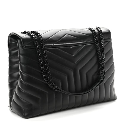 Saint Laurent Calfskin Y Quilted Monogram Large Loulou Chain Satchel Black 2 of 9