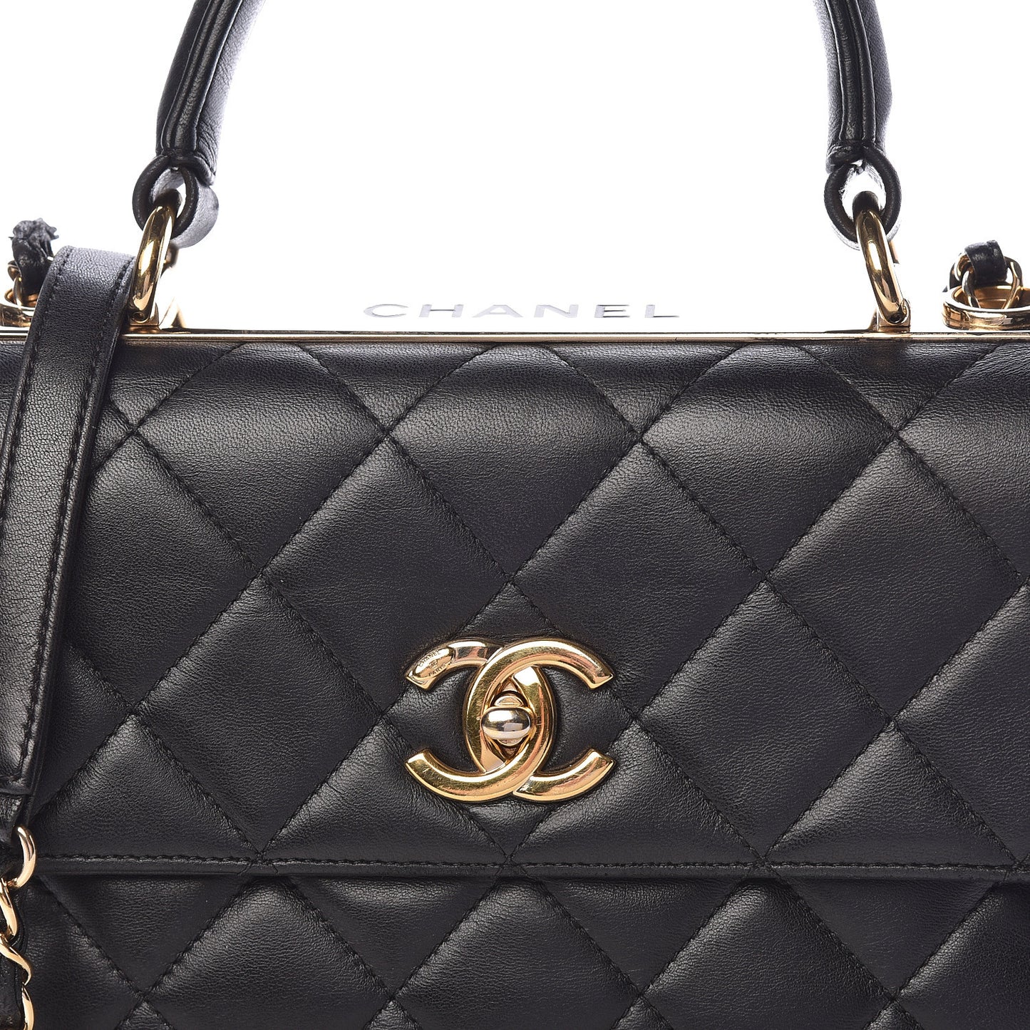 Lambskin Quilted Small Trendy CC Dual Handle Flap Bag Black