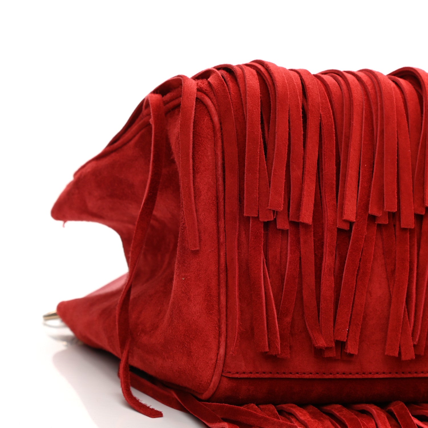 Gucci Suede Bamboo Fringe Medium Shopper Tote Red 9 of 12
